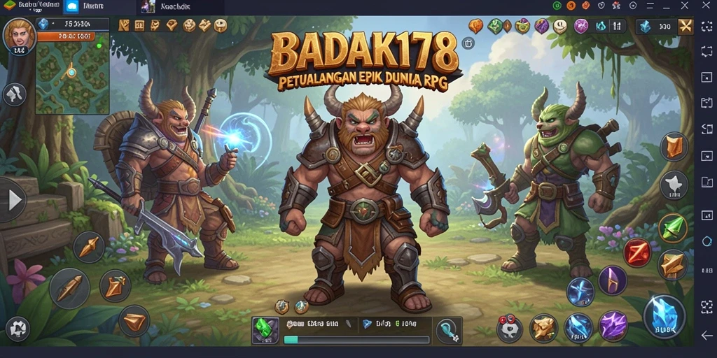 Screenshot gameplay RPG BADAK178 dengan aksi pertarungan yang epik.