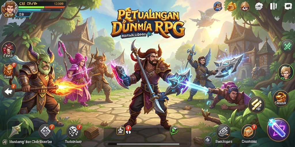 Gambar layar utama C8VIP menampilkan aksi pertarungan seru dalam dunia RPG.
