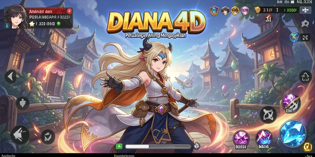 Tampilan gameplay menarik dari DIANA4D yang penuh warna dan karakter unik.
