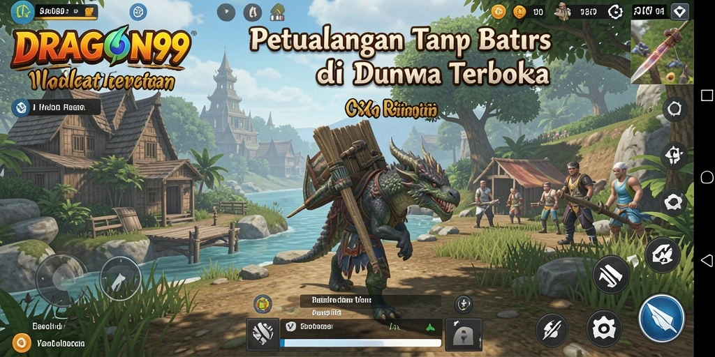 Screenshot gameplay DRAGON99 menampilkan eksplorasi dunia terbuka yang menakjubkan.