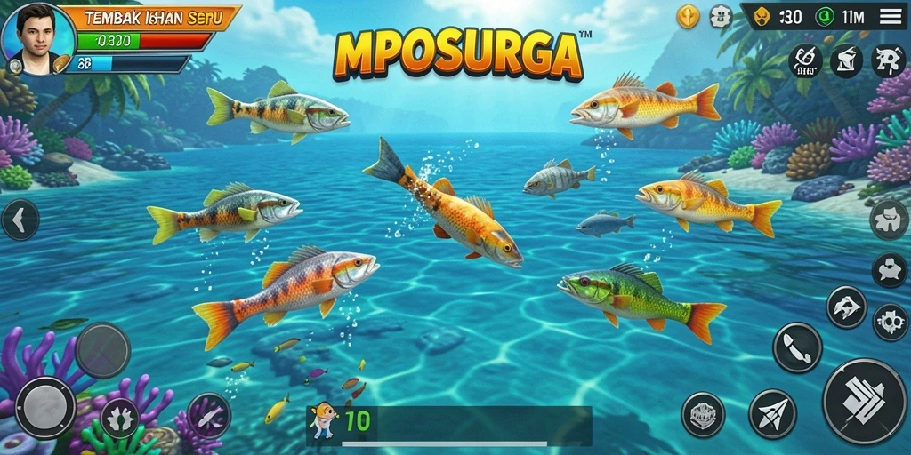 Screenshot utama MPOSURGA menampilkan gameplay Tembak Ikan yang seru dan mengasyikkan.