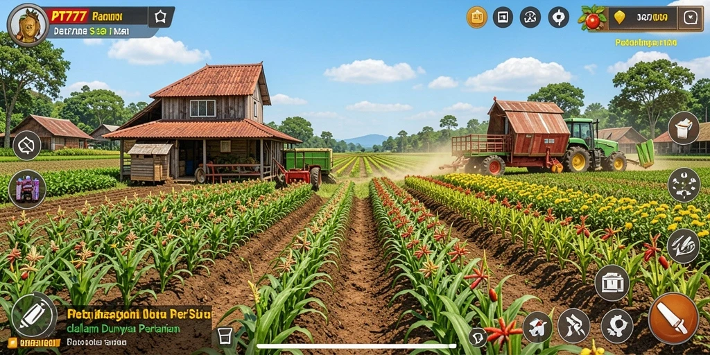 Gameplay PT777 menampilkan taman yang indah dan tanaman beraneka ragam.