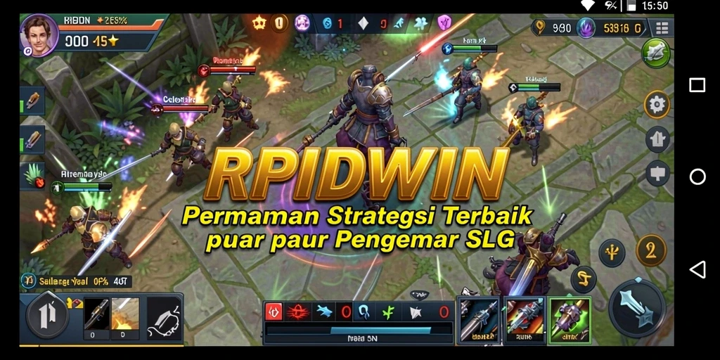 Screenshot utama RPIDWIN menampilkan pertarungan strategi yang intens.