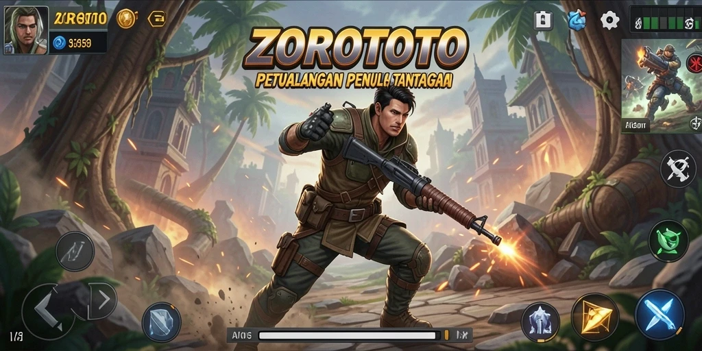 Tangkapan layar ZOROTOTO menampilkan aksi seru dalam pertarungan.
